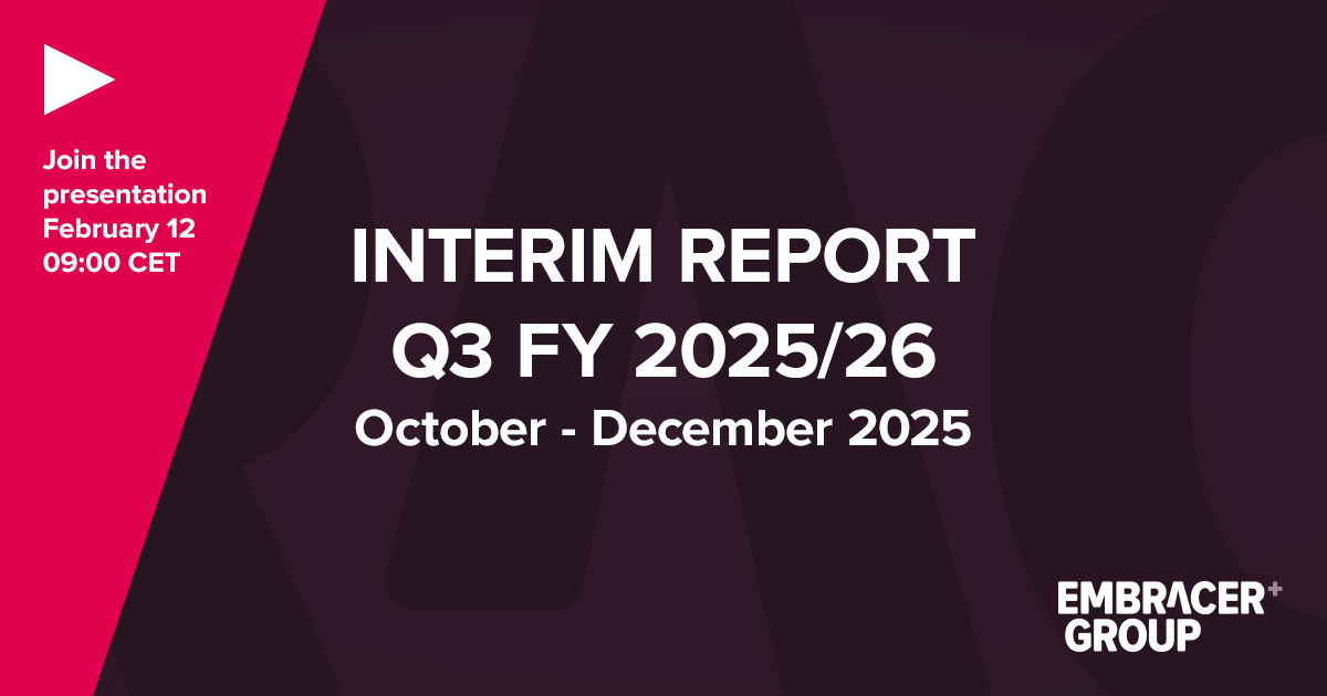 Embracer: Delårsrapport Q3 (okt–dec 2025) – Adjusted EBIT 528 MSEK